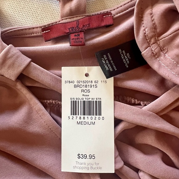 New Red by BKE Rose Pink Lace Up High Low Top tunic Med - Picture 5 of 7